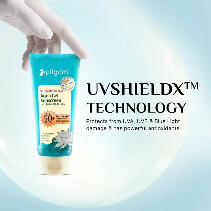 1% Hyaluronic Acid Aqua Sunscreen Gel SPF 50 PA++++ Korean Beauty Sunscreen That Protects & Deeply Hydrates