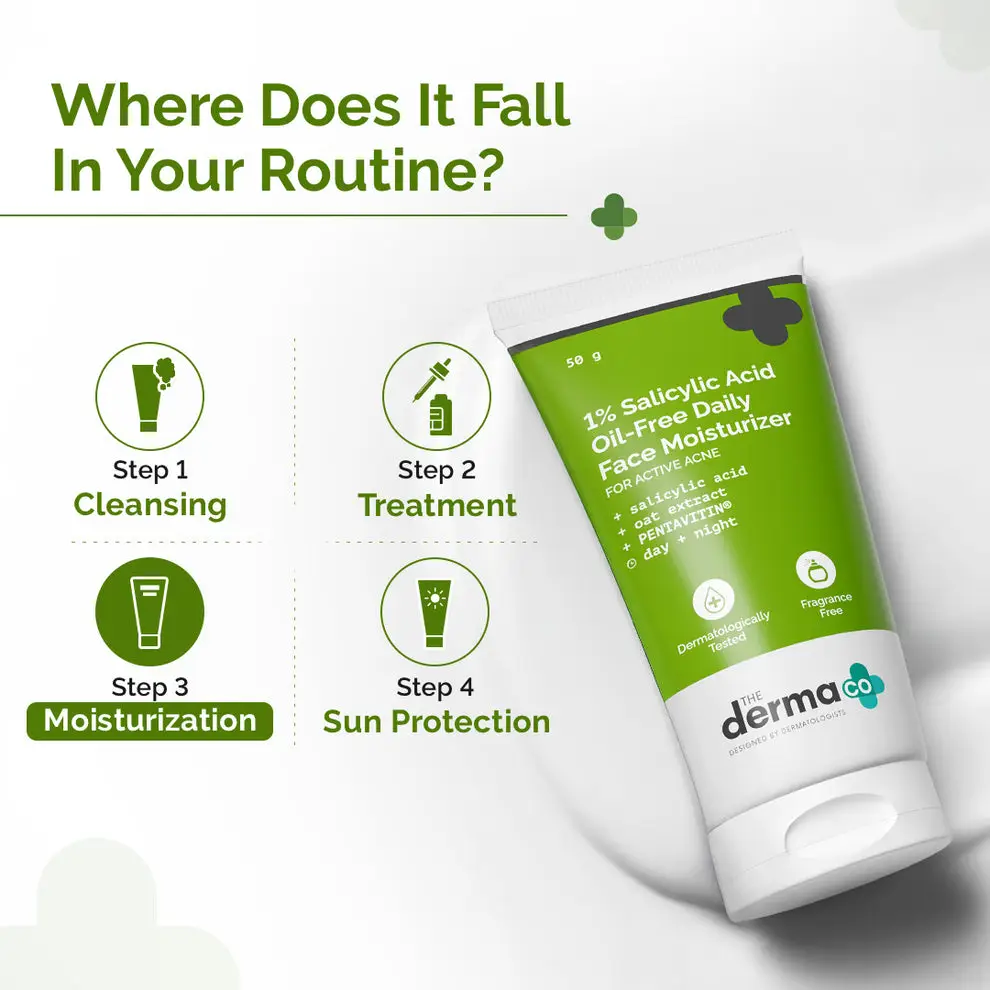 1% Salicylic Acid Oil-Free Moisturizer For Face with Oat Extract
