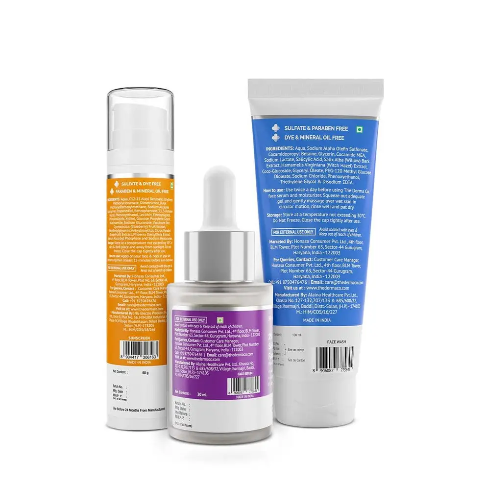 Skin Brightening & Sun Protection Kit (2% Vitamin C Gel Daily Face Wash + 10% Vitamin C Face Serum + C-Cinamide Radiance Sunscreen Aqua Gel
