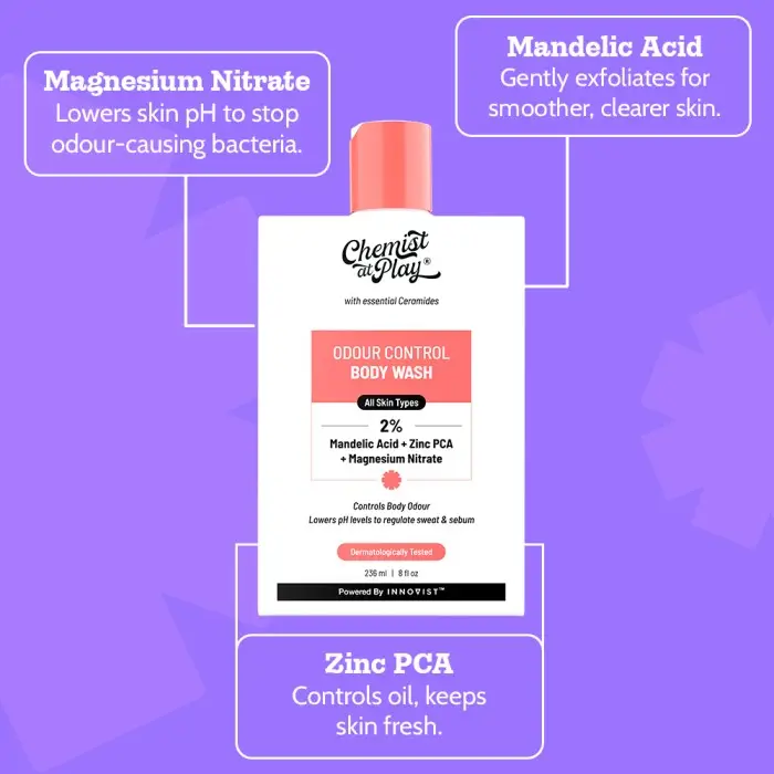 2% Mandelic Acid Odour Control Body Wash for Long Lasting Freshness