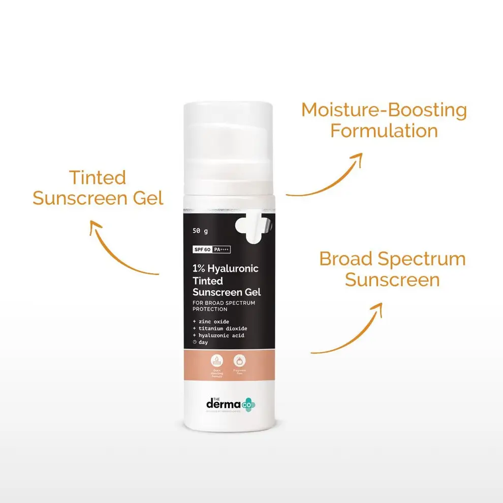 1% Hyaluronic Tinted Sunscreen Gel for Broad Spectrum Protection